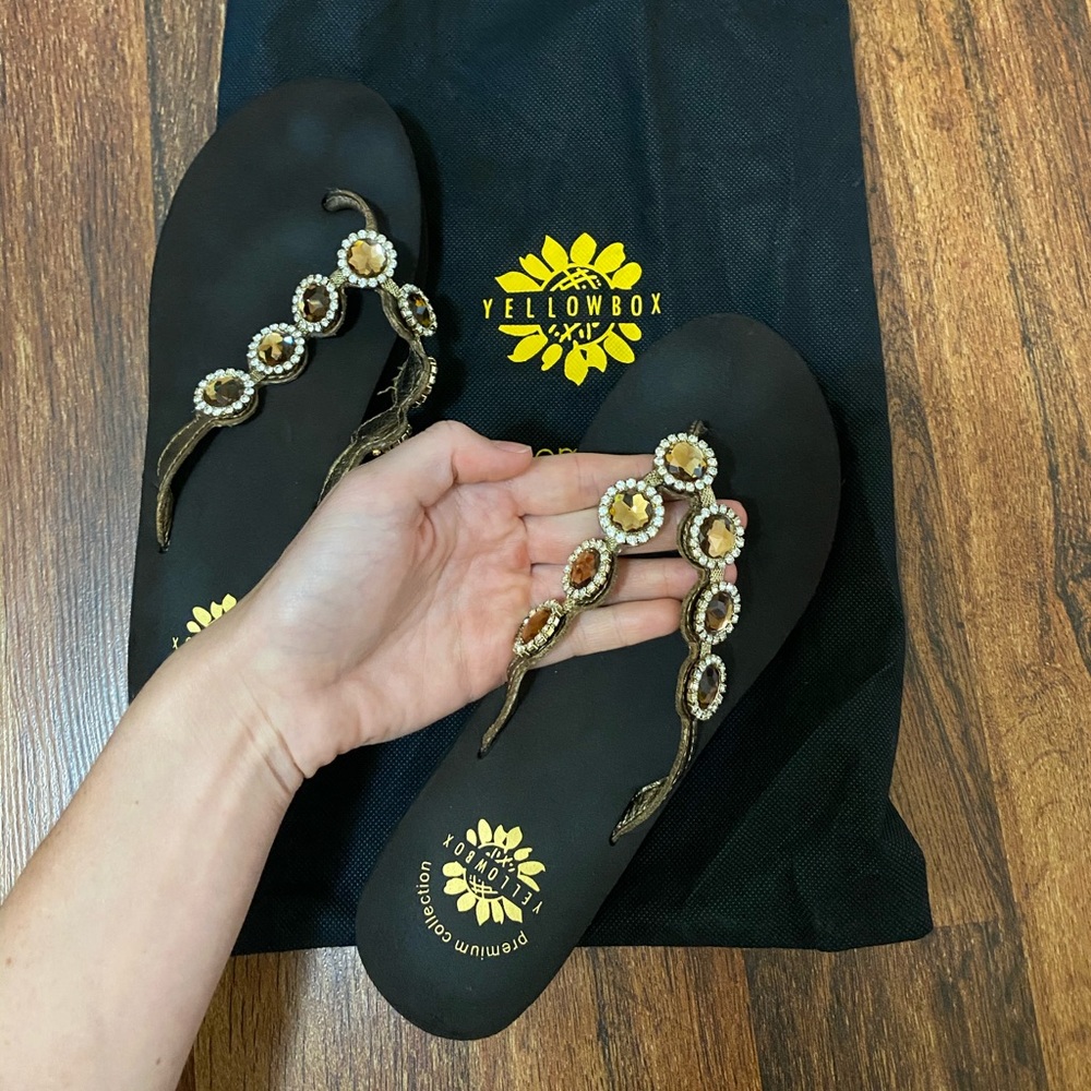 Yellow Box flip flops